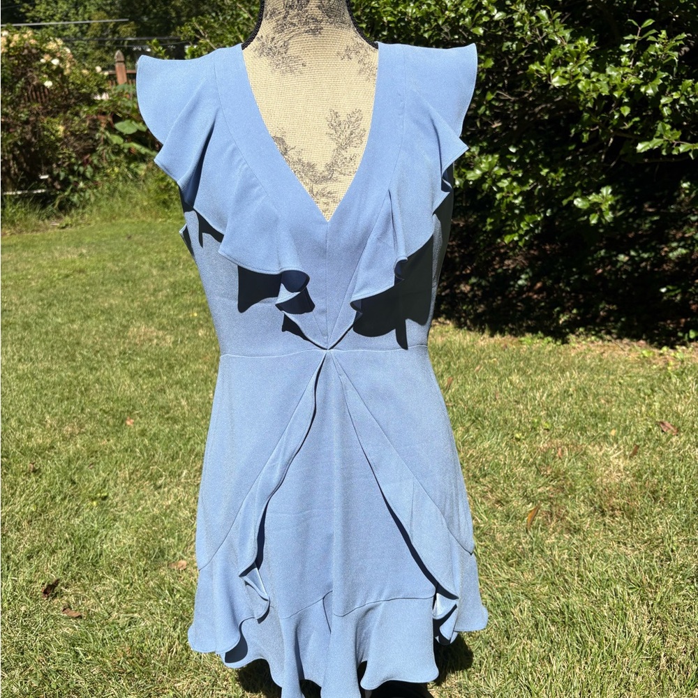 BCBGMaxAzria Sky Blue Ruffle Mini Dress